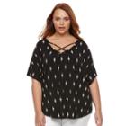 Plus Size Apt. 9&reg; Strappy Dolman V-neck Top, Women's, Size: 2xl, Black