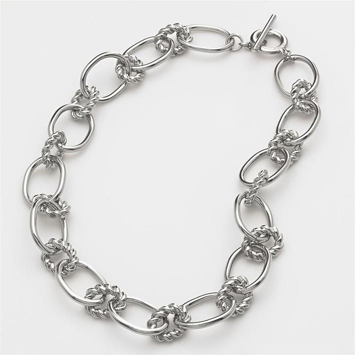 Chaps Chain-link Necklace, Women's, Grey
