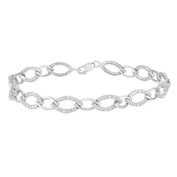 Sterling Silver Diamond Accent Marquise Link Bracelet, Women's, White