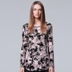Women's Simply Vera Vera Wang Print Crewneck Tee, Size: Xl, Black