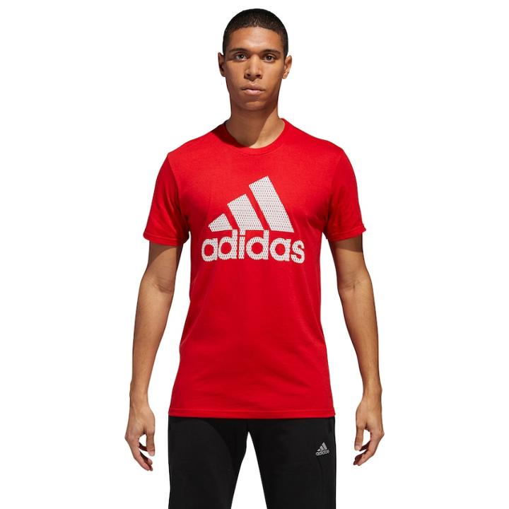 Men's Adidas Mesh Logo Tee, Size: Medium, Med Red