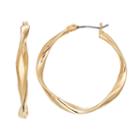 Lc Lauren Conrad Twisted Nickel Free Hoop Earrings, Women's, Gold