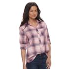 Petite Sonoma Goods For Life&trade; Plaid Button-down Shirt, Women's, Size: Xs Petite, Med Pink