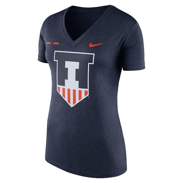 Women's Nike Illinois Fighting Illini Striped Bar Tee, Size: Large, Blue (navy)