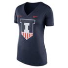 Women's Nike Illinois Fighting Illini Striped Bar Tee, Size: Large, Blue (navy)