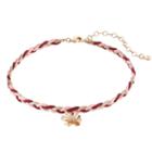 Lc Lauren Conrad Red Flower Braided Faux Suede Choker Necklace, Women's, Multicolor