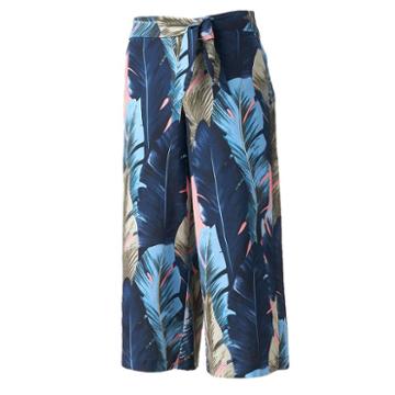 Women's Wdny Black Palm Culottes, Size: Medium, Blue