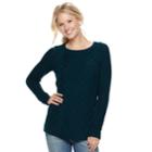 Women's Sonoma Goods For Life&trade; Lattice Cable-knit Crewneck Sweater, Size: Xl, Dark Green