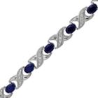 Sterling Silver 1/4-ct. T.w. Diamond And Lab-created Sapphire Xo Bracelet, Women's, Size: 7.5, Blue