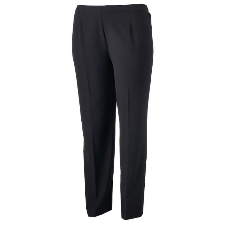 Plus Size Dana Buchman Flat-front Stretch Pants, Women's, Size: 22 - Regular, Black