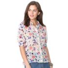 Women's Chaps Floral Georgette Blouse, Size: Large, Pink Ovrfl