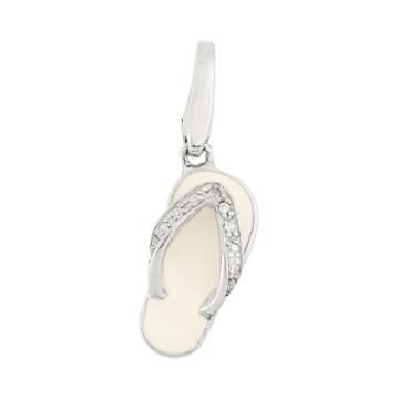 Giorgio Martello Cubic Zirconia Sterling Silver Flip-flop Charm, Women's, White
