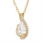Cubic Zirconia 10k Gold Teardrop Pendant Necklace, Women's, Size: 18, White
