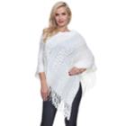 Women's White Mark Fringe Poncho