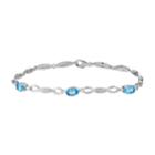 10k White Gold Swiss Blue Topaz & 1/10 Carat T.w. Diamond Bracelet, Women's, Size: 7.5