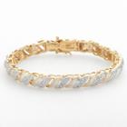 18k Gold Over Silver 1/4-ct. T.w. Diamond Swirl Bracelet, Women's, White