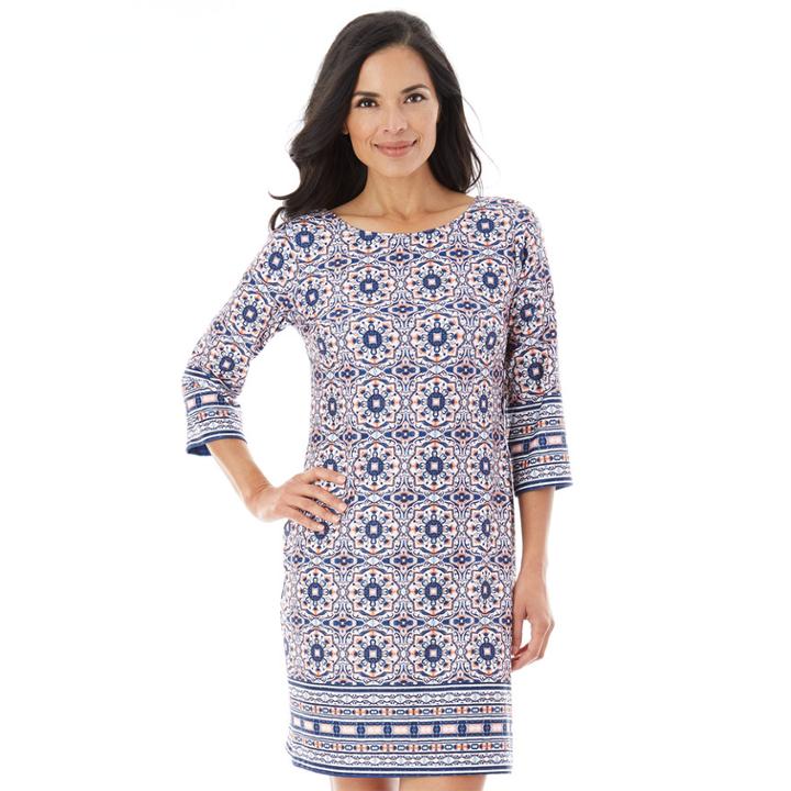 Women's Ab Studio Print Shift Dress, Size: Regular, Pink Medallion