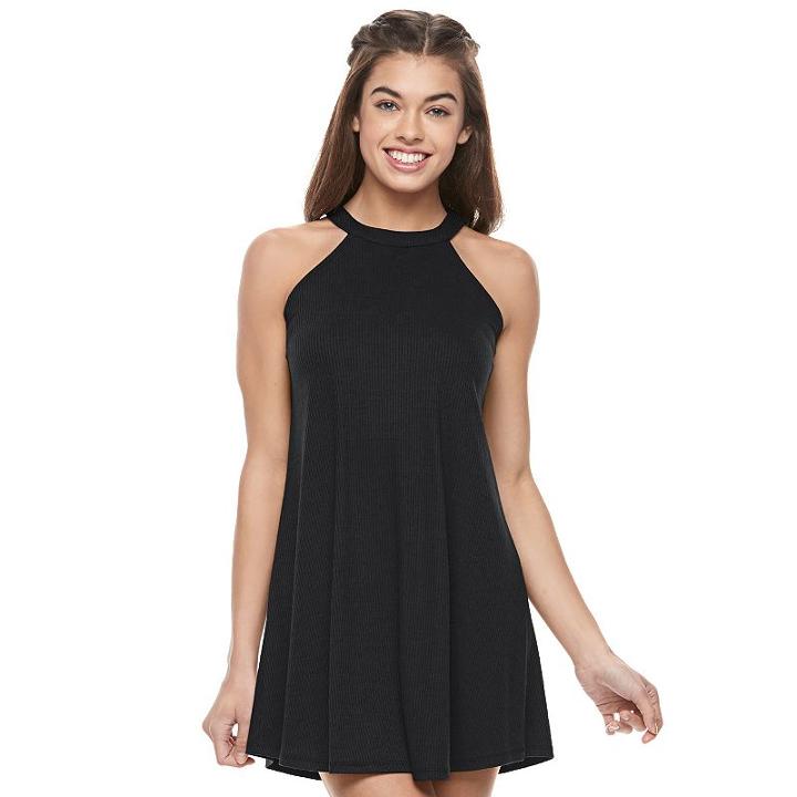 Juniors' Love Fire Halter Ribbed Dress, Girl's, Size: Xs, Black