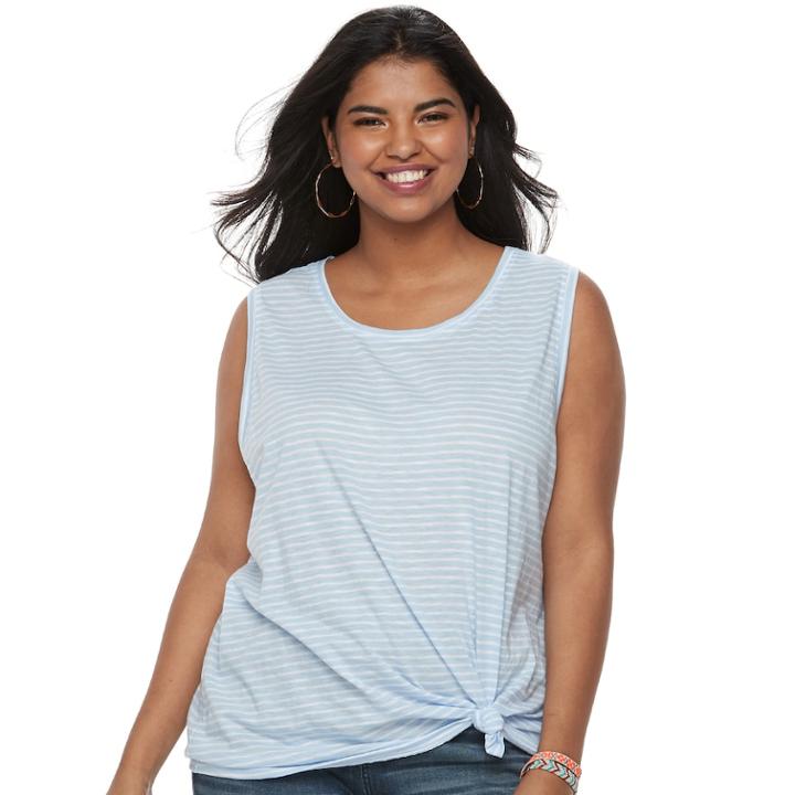 Juniors' Plus Size So&reg; Knot-front Tank, Teens, Size: 3xl, Light Blue