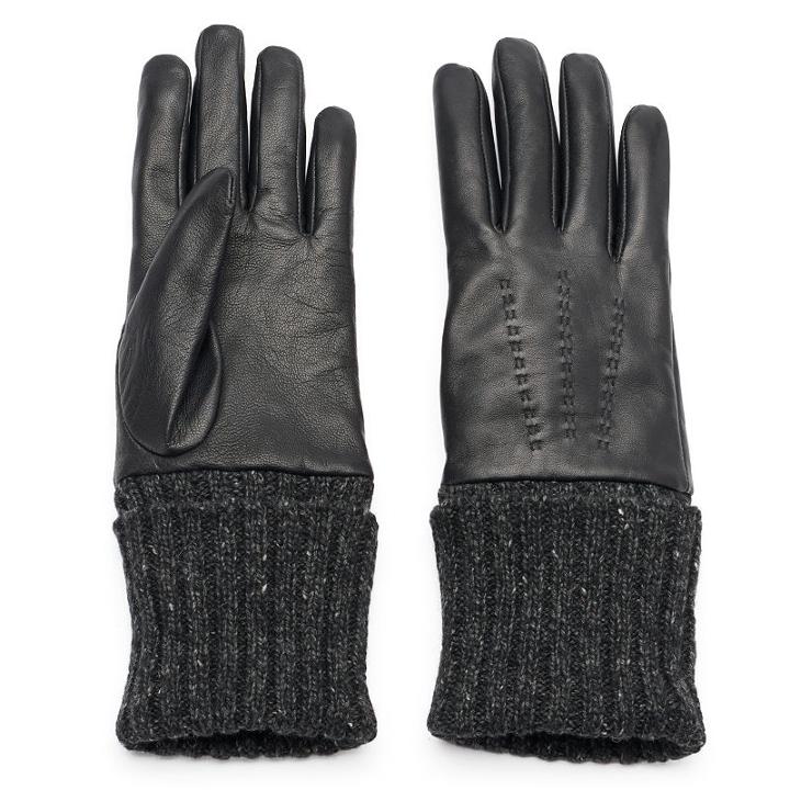 Women's Igloos Cable-knit Leather Gloves, Size: M-l, Black
