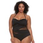 Plus Size Apt. 9&reg; Mesh Cutout Bandeau Swimsuit, Women's, Size: 1xl, Black