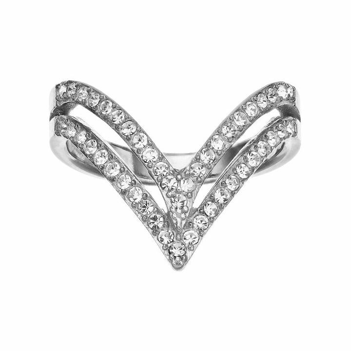 Cubic Zirconia Chevron Ring, Women's, Grey