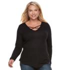 Juniors' Plus Size So&reg; Crisscross Top, Teens, Size: 1xl, Black
