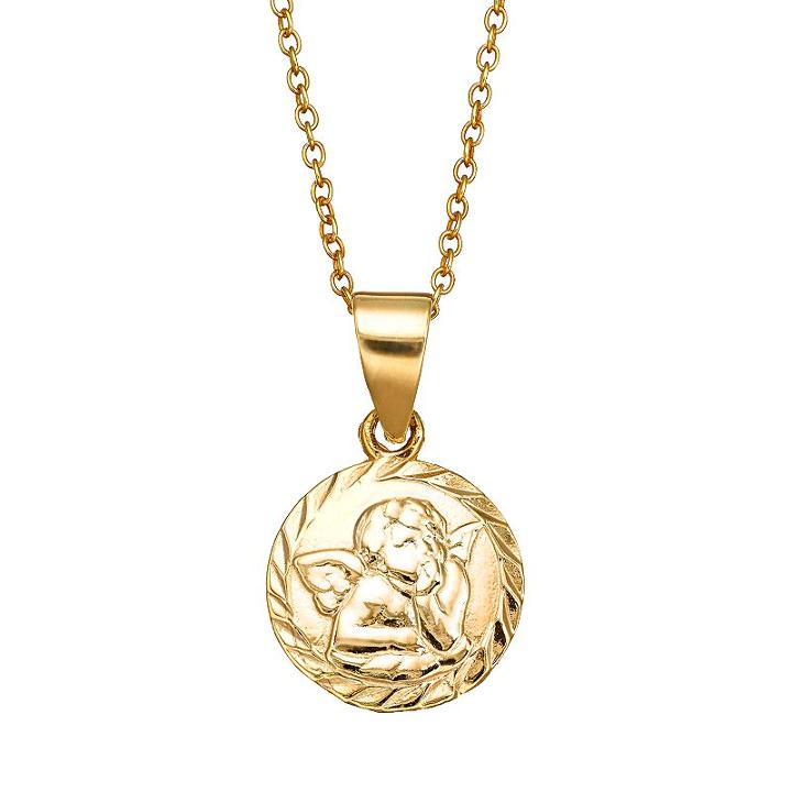 Charming Girl 14k Gold Vermeil Angel Pendant Necklace - Kids, Size: 15, Yellow