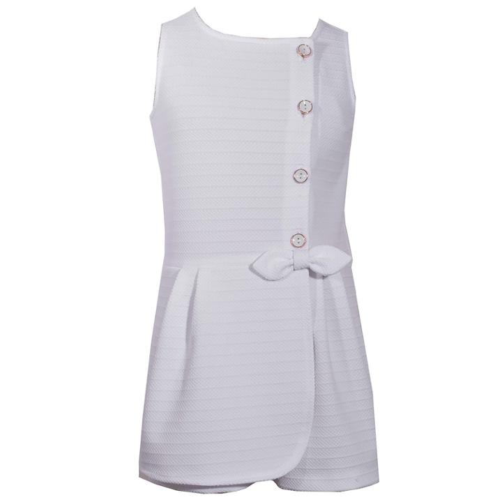 Girls 7-16 Bonnie Jean Knit Textured Romper, Size: 10, White