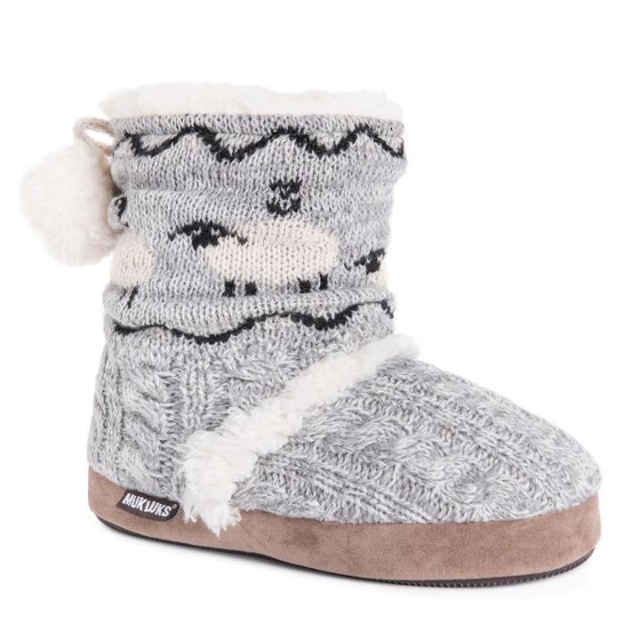 Women's Muk Luks Emilee Bootie Slippers, Size: Large, Dark Grey