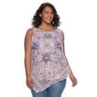 Plus Size World Unity Printed Handkerchief Tank, Women's, Size: 0x, Med Purple