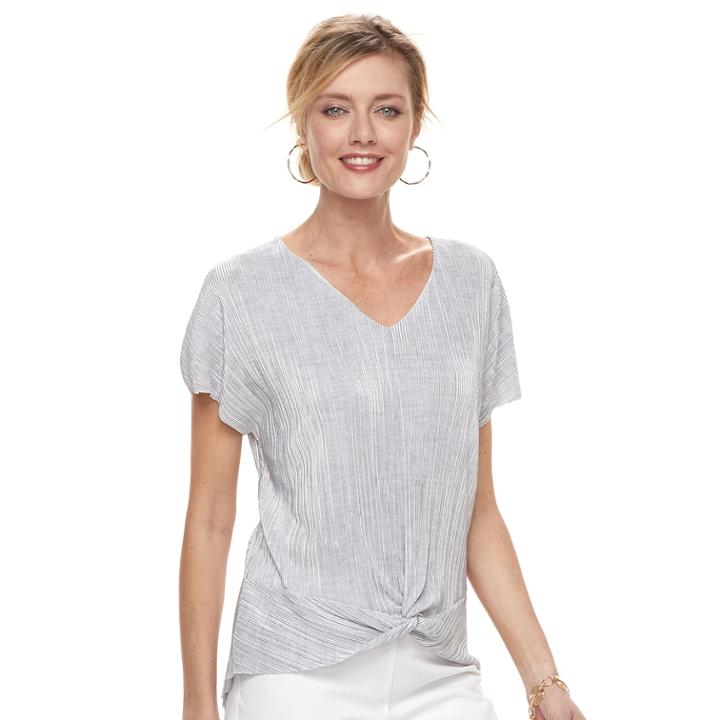 Women's Dana Buchman Twist-front Textured Top, Size: Large, Grey