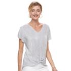 Women's Dana Buchman Twist-front Textured Top, Size: Large, Grey