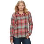 Plus Size Chaps Plaid Twill Button-down Shirt, Women's, Size: 1xl, Pink Ovrfl