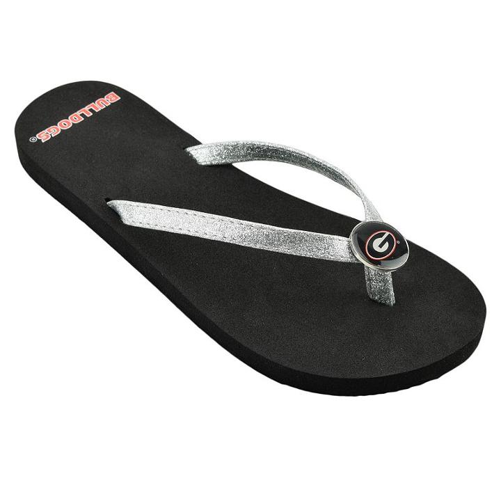 Women's Georgia Bulldogs Flip Flops, Size: Xl, Silver