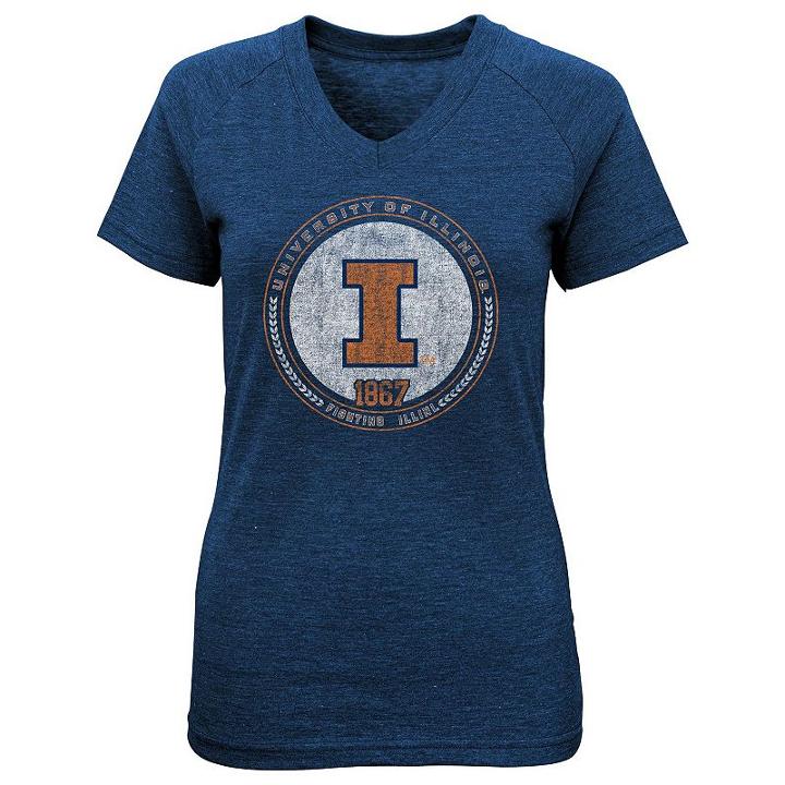Girls 7-16 Illinois Fighting Illini Team Medallion Tee, Girl's, Size: L(14), Blue