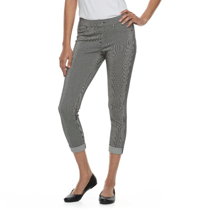 Women's Utopia By Hue Cuffed Railroad Capri Leggings, Size: Small, Black