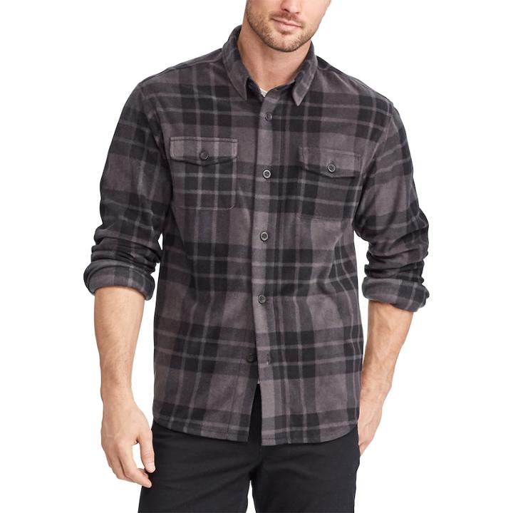 Men's Chaps Regular-fit Plaid Flannel Shirt Jacket, Size: Xxl, Black