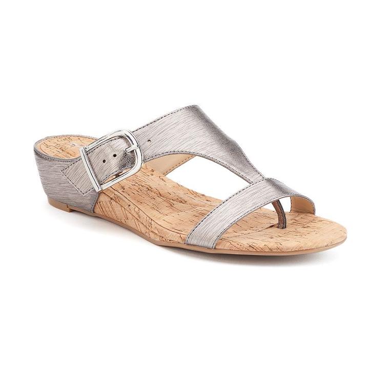 Andrew Geller Iwin Women's Wedge Sandals, Size: Medium (10), Med Grey