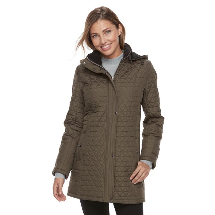 Women's Kc Collections Triangle Quilted Jacket, Size: Large, Green Oth