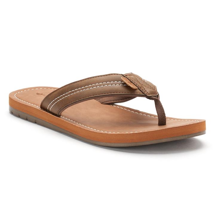 Men's Dockers Elevated Flip-flops, Size: Large, Beig/green (beig/khaki)