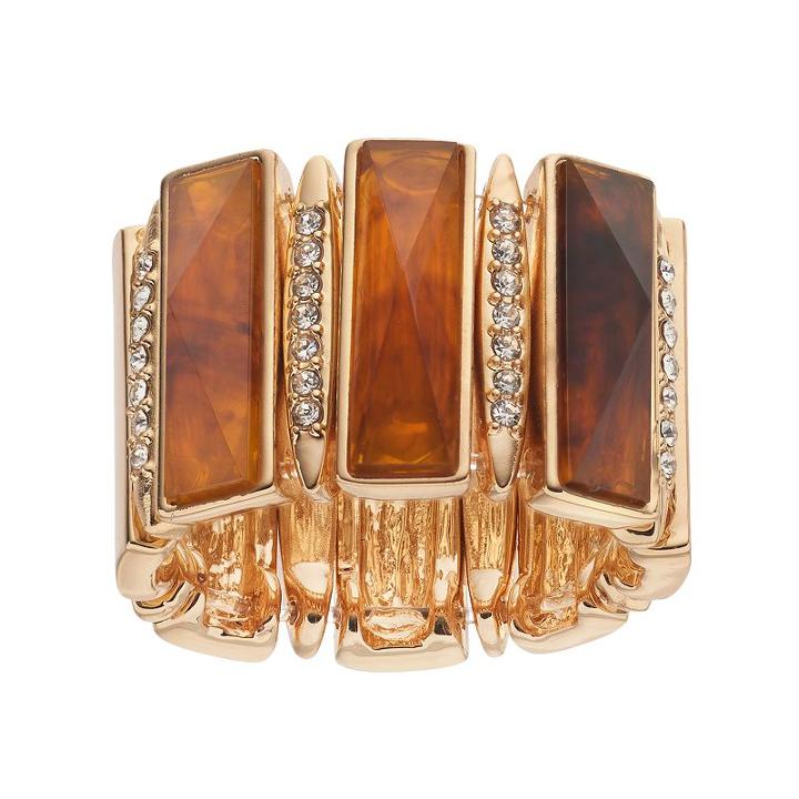Jennifer Lopez Rectangular Link Stretch Ring, Women's, Size: 7, Dark Brown