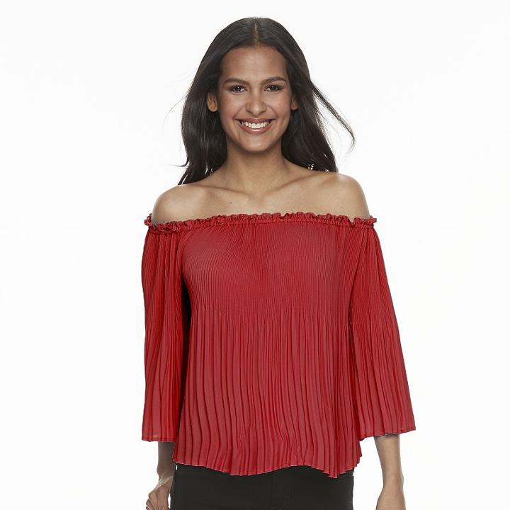 Women's Apt. 9&reg; Off-the-shoulder Pleated Top, Size: Xl, Med Red