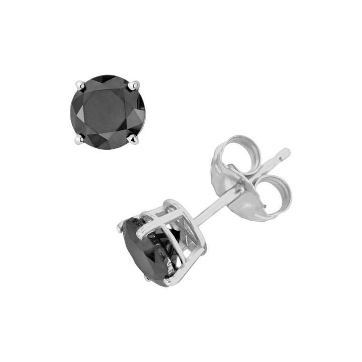 10k White Gold 1/4-ct. T.w. Round-cut Black Diamond Stud Earrings, Women's