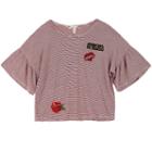 Girls 7-16 Speechless Bell Sleeve Patch Top, Size: Large, Black