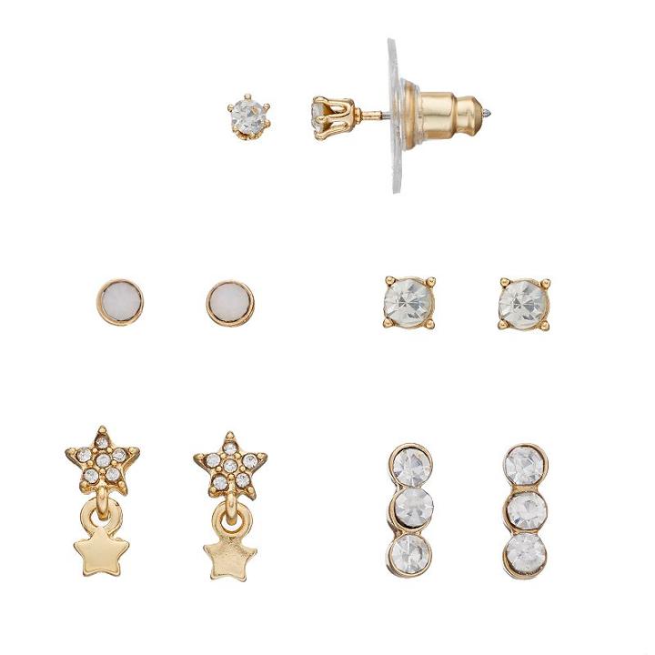Lc Lauren Conrad Nickel Free Round & Star Stud Earring Set, Women's, Gold