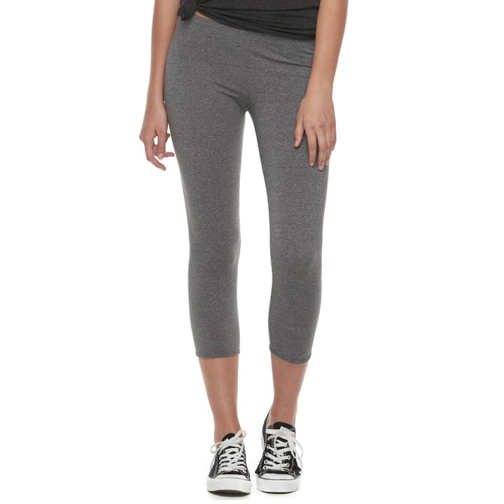 Juniors' So&reg; Lattice Capri Leggings, Teens, Size: Medium, Dark Grey