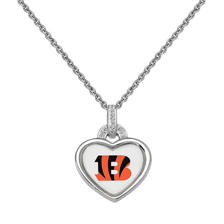 Cincinnati Bengals Heart Pendant Necklace, Women's, Size: 18, White