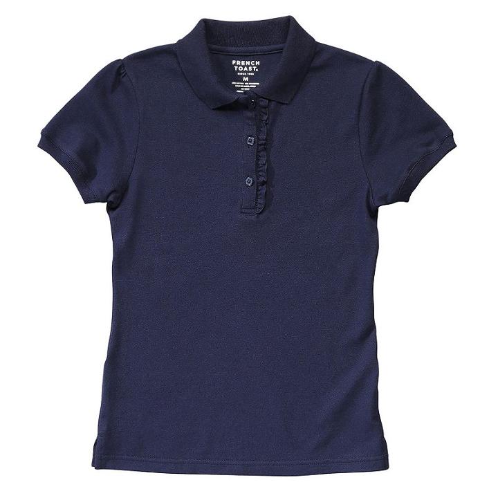 Girls 4-16 French Toast School Uniform Short-sleeved Ruffle Polo, Girl's, Size: 6-6x, Blue (navy)