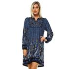 Women's White Mark Smocked Paisley Sweaterdress, Size: Medium, Blue